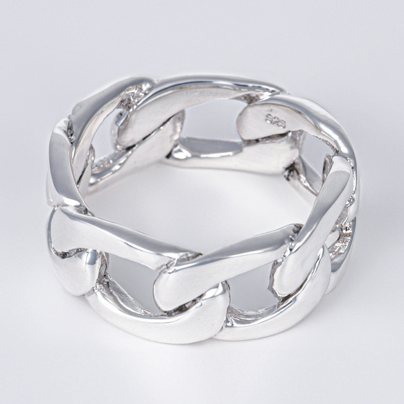 シルバー リング メンズ シルバー925 指輪 デザインリング 銀 喜平チェーン シンプル 鎖 3枚目の画像