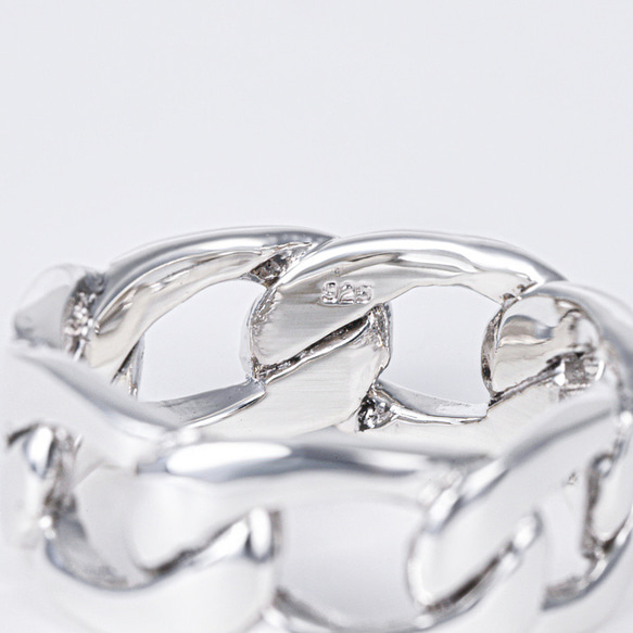 シルバー リング メンズ シルバー925 指輪 デザインリング 銀 喜平チェーン シンプル 鎖 2枚目の画像
