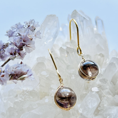 エレスチャル スモーキー 1粒ピアス 14kgf スーパーセブン ワイヤー