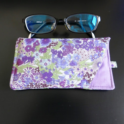 メガネケース ふっくら リバティ マーガレット・アニー(紫) 小物入れ・ペン差し ペンケース ひまわり 布雑貨 布小物 3枚目の画像