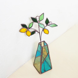 ステンドグラスの一輪挿し（夏レモン） 4枚目の画像