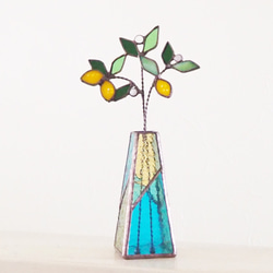 ステンドグラスの一輪挿し（夏レモン） 5枚目の画像