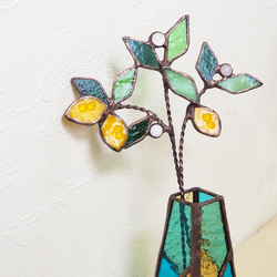 ステンドグラスの一輪挿し（夏レモン） 3枚目の画像