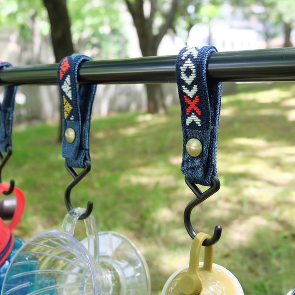 Kogin刺繡戶外掛鉤☺︎ 簡約 [露營 ☺︎ 刺繡] 牛仔布改造 ☺︎ 衣架掛鉤 ⌘ 接受客製化 ⌘ 第10張的照片