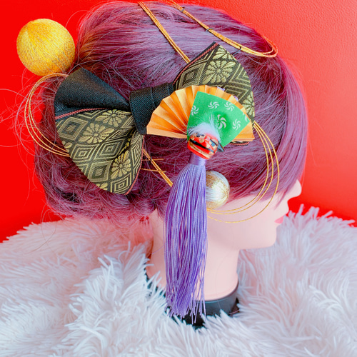 獅子舞☆タッセル☆お祭り髪飾り☆成人式髪飾り☆結婚式☆卒業式髪飾り