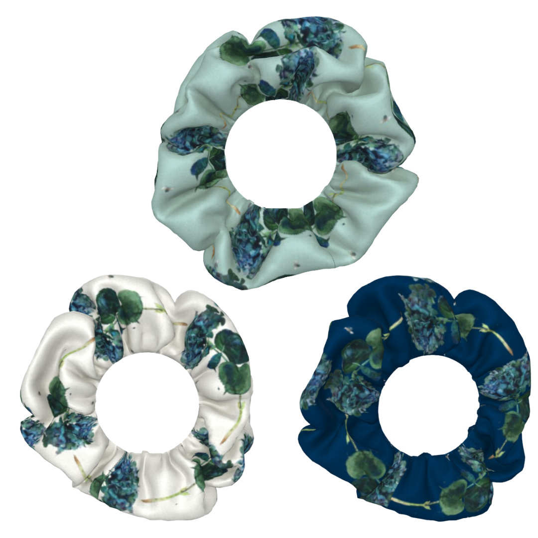 紫陽花ハンドメイド2024【受注生産】紫陽花のシュシュ夏の3色福袋セット