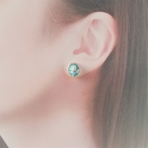 極美品✨ SOGOカメオ 薔薇 ローズ イヤリング ピアス K18 アクセサリー img63636862.jpg
