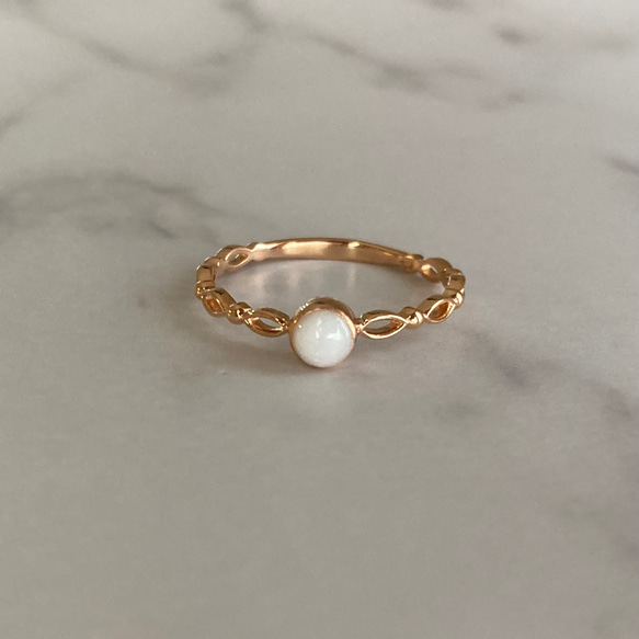 K18 透かし模様デザインリング／11. 5 号 リング K18PG ダイヤモンド