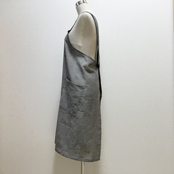 かぶるだけエプロン☆先染綿麻スペックでカジュアルに！（ブラック） 4枚目の画像