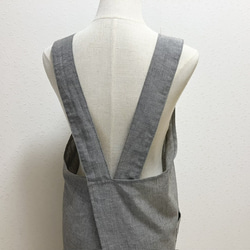 かぶるだけエプロン☆先染綿麻スペックでカジュアルに！（ブラック） 6枚目の画像