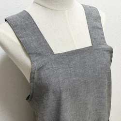 かぶるだけエプロン☆先染綿麻スペックでカジュアルに！（ブラック） 7枚目の画像