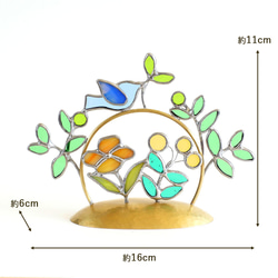 鳥のさえずり　青い鳥　（真鍮ベース）　ステンドグラス 5枚目の画像