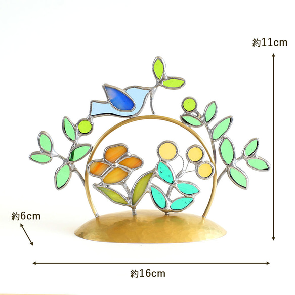 鳥のさえずり　青い鳥　（真鍮ベース）　ステンドグラス 5枚目の画像