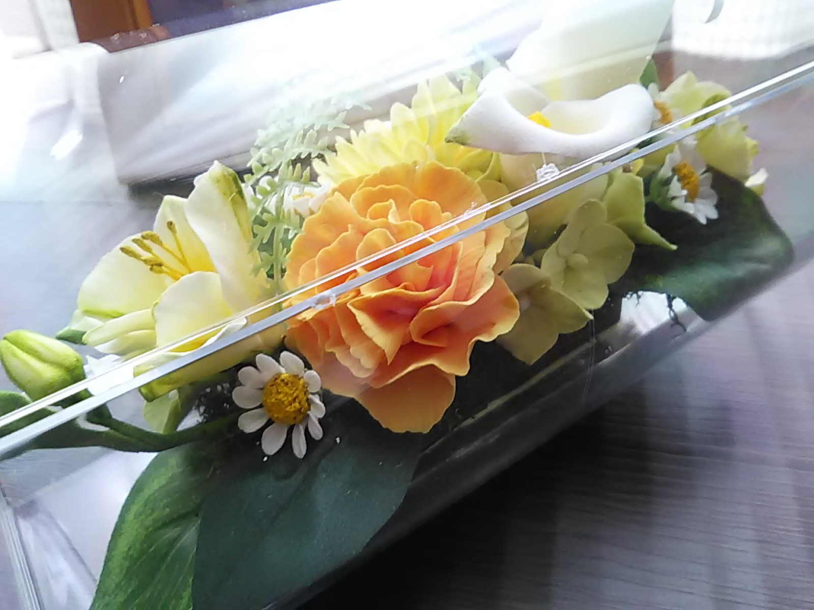 ❁クレイフラワーのお供え花・洋風仏花【煌】クリアケース入り・仏壇・ご遺影前・ペット供養に❁