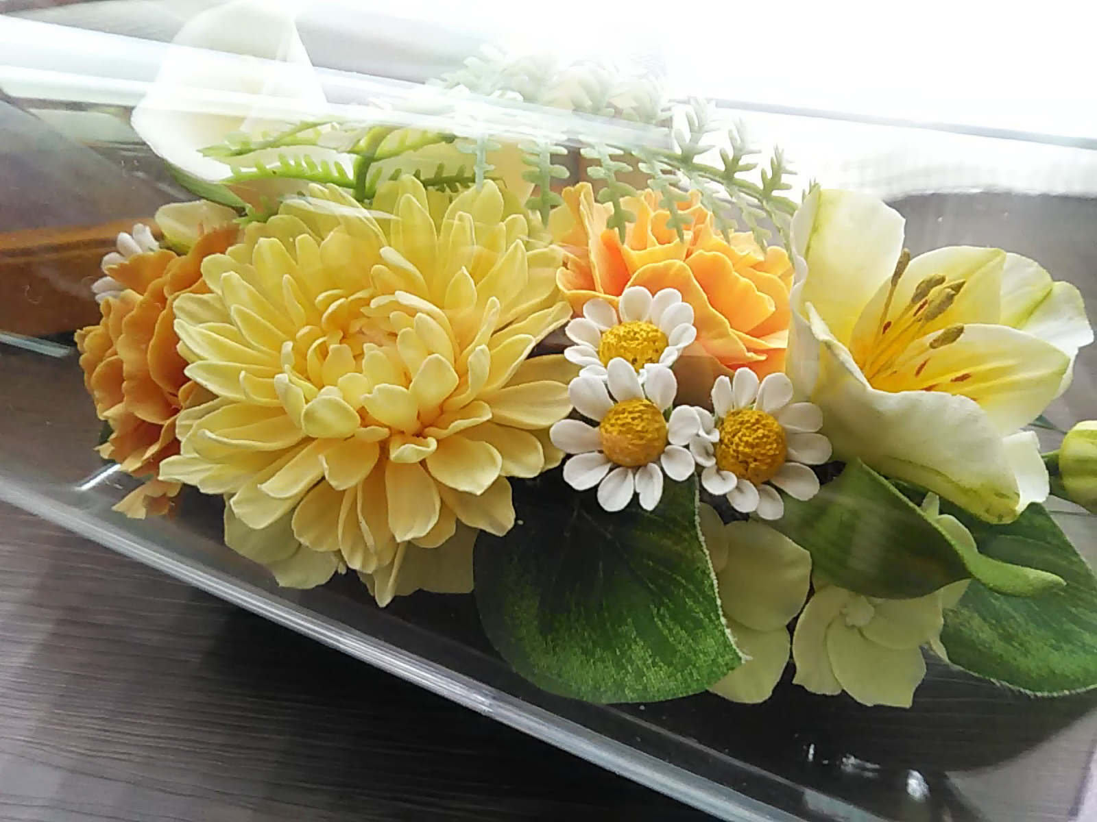 ❁クレイフラワーのお供え花・洋風仏花【煌】クリアケース入り・仏壇・ご遺影前・ペット供養に❁