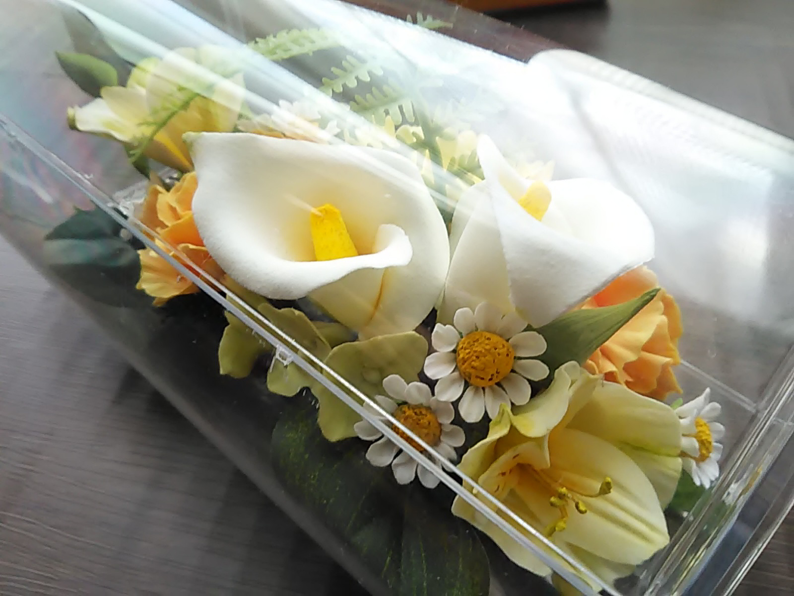 ❁クレイフラワーのお供え花・洋風仏花【煌】クリアケース入り・仏壇・ご遺影前・ペット供養に❁