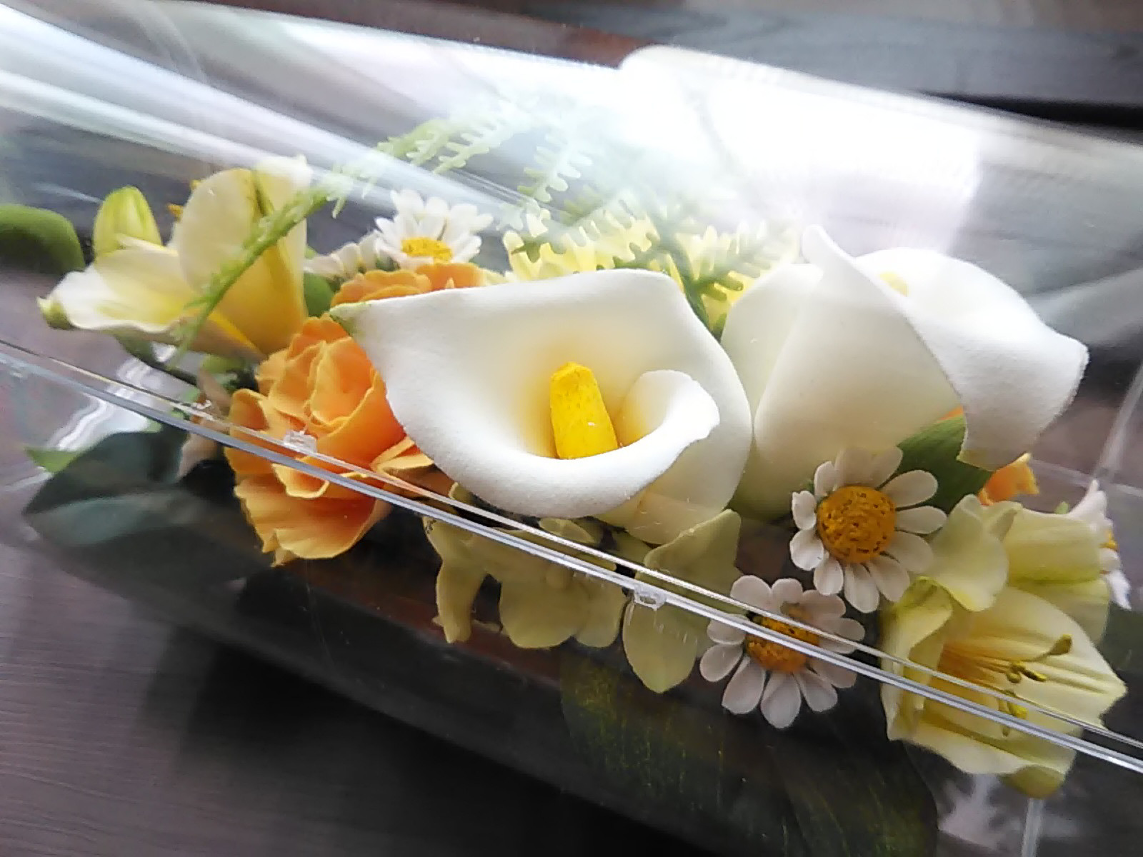 ❁クレイフラワーのお供え花・洋風仏花【煌】クリアケース入り・仏壇・ご遺影前・ペット供養に❁