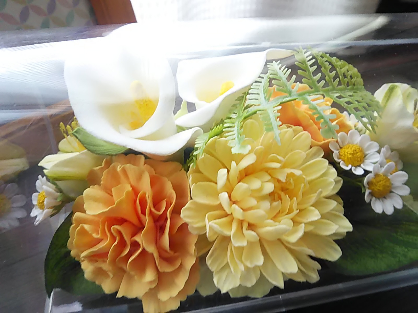 ❁クレイフラワーのお供え花・洋風仏花【煌】クリアケース入り・仏壇・ご遺影前・ペット供養に❁