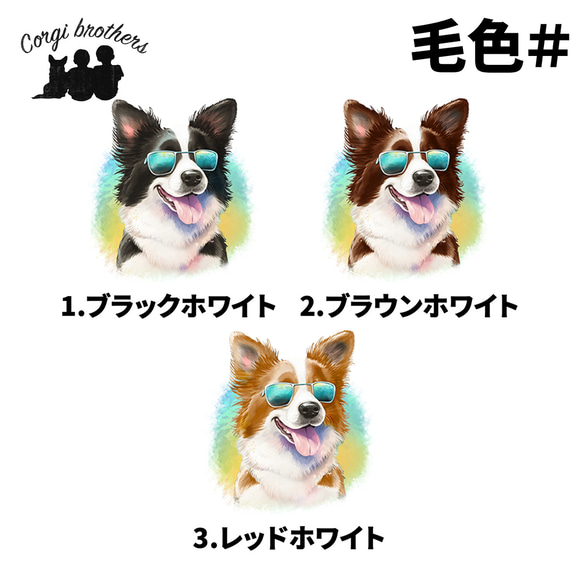 【 グラサン ボーダーコリー 】  パステルカラー ハンカチ　2枚セット　犬　ペット　うちの子　プレゼント 5枚目の画像