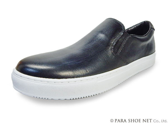 PARASHOE 本革スリッポンレザースニーカー カジュアルシューズ 黒 24.5～27cm (PMO1902-BLK) 3枚目の画像