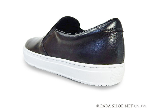 PARASHOE 本革スリッポンレザースニーカー カジュアルシューズ 黒 24.5～27cm (PMO1902-BLK) 5枚目の画像