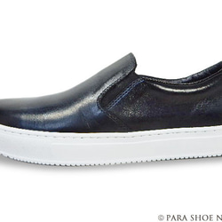 PARASHOE 本革スリッポンレザースニーカー カジュアルシューズ 黒 24.5～27cm (PMO1902-BLK) 4枚目の画像