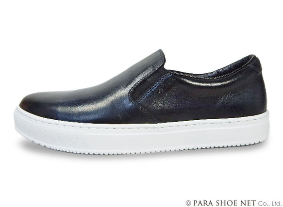 PARASHOE 本革スリッポンレザースニーカー カジュアルシューズ 黒 24.5～27cm (PMO1902-BLK) 4枚目の画像