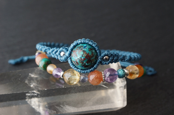 クリソコラの二重マクラメブレスレット【 Tropical rain 】＜活力  