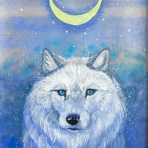 日本画『薄明の月』 /原画 風景画 月 オオカミ 絵画 紫苑工房 通販