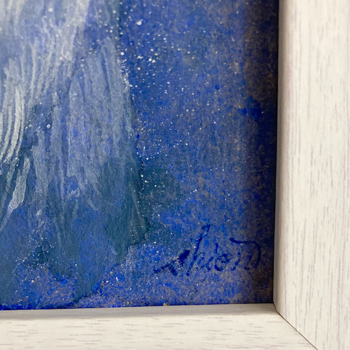 日本画『薄明の月』 /原画 風景画 月 オオカミ 絵画 紫苑工房 -Atelier