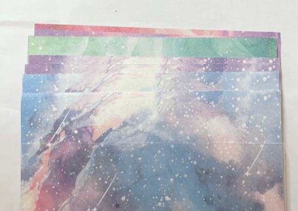 折り紙 スクラップ ブッキング クラフト パーツ ハンドメイド レター 手紙 宇宙 紙 コスモ マーブル 2枚目の画像