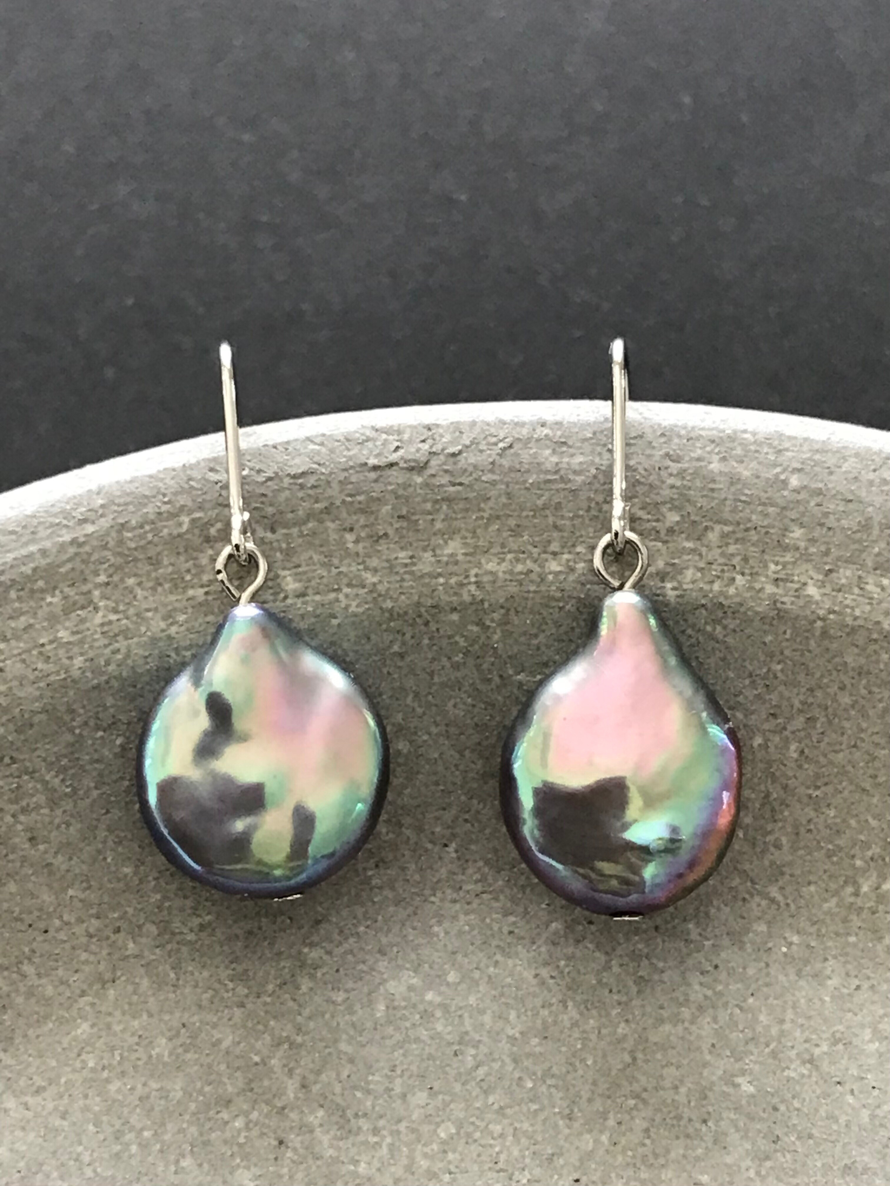 美しいブルーグレーの淡水パール♚ピアス/ノンホールピアス