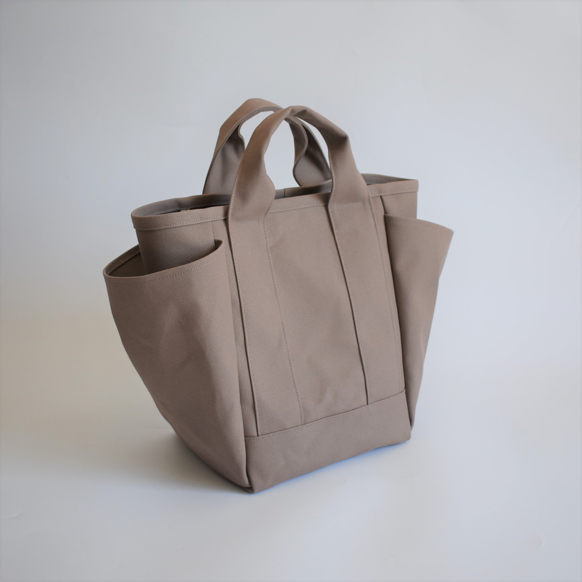 LOOK1 TOTE BAG(マットブラウン)帆布 トートバッグ キャンバス 大容量 マチ広め ポケット4