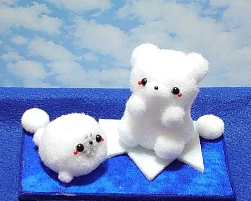 ポンポン飾り♪しろくまさんとアザラシさん その他置物 *nyunnyun 