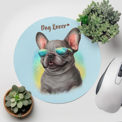 【 グラサン フレンチブルドッグ 】  パステルカラー マウスパッド　犬　ペット　うちの子　プレゼント　ギフト 2枚目の画像