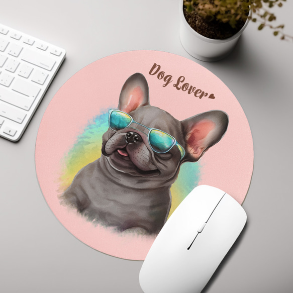 【 グラサン フレンチブルドッグ 】  パステルカラー マウスパッド　犬　ペット　うちの子　プレゼント　ギフト 3枚目の画像
