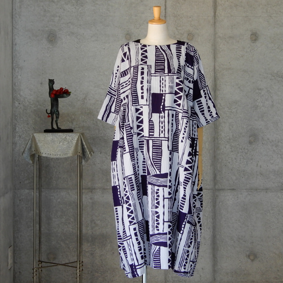 着物リメイク　浴衣のチュニックワンピース   フリーサイズ  寛斎KANSAI  kimono 9枚目の画像