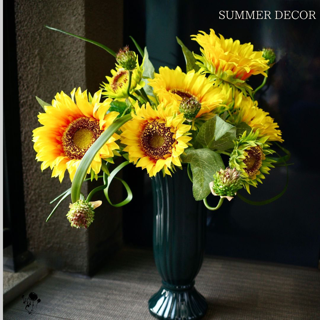 【 SALE ！！】向日葵 陶器アレンジメント 向日葵 雑貨 夏のインテリア 造花アレンジメント ヒマワリ お洒落