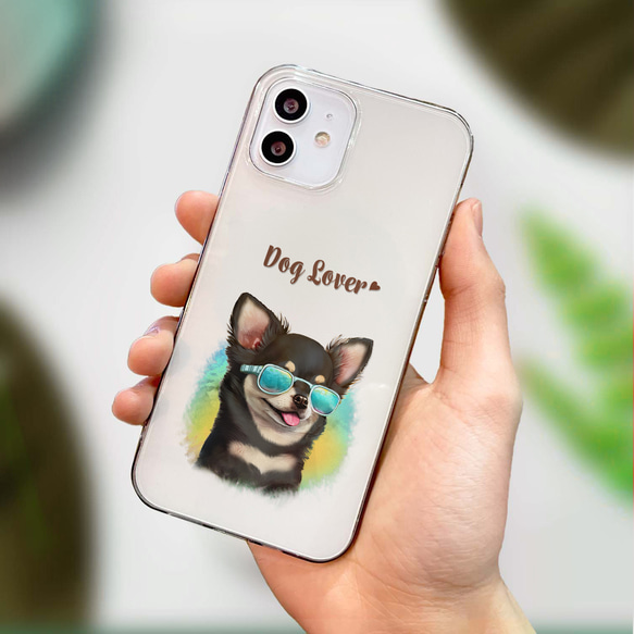【 グラサン チワワ 】  スマホケース　クリアソフトケース　犬　犬グッズ　プレゼント　アンドロイド対応 4枚目の画像
