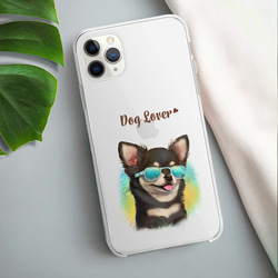 【 グラサン チワワ 】  スマホケース　クリアソフトケース　犬　犬グッズ　プレゼント　アンドロイド対応 3枚目の画像