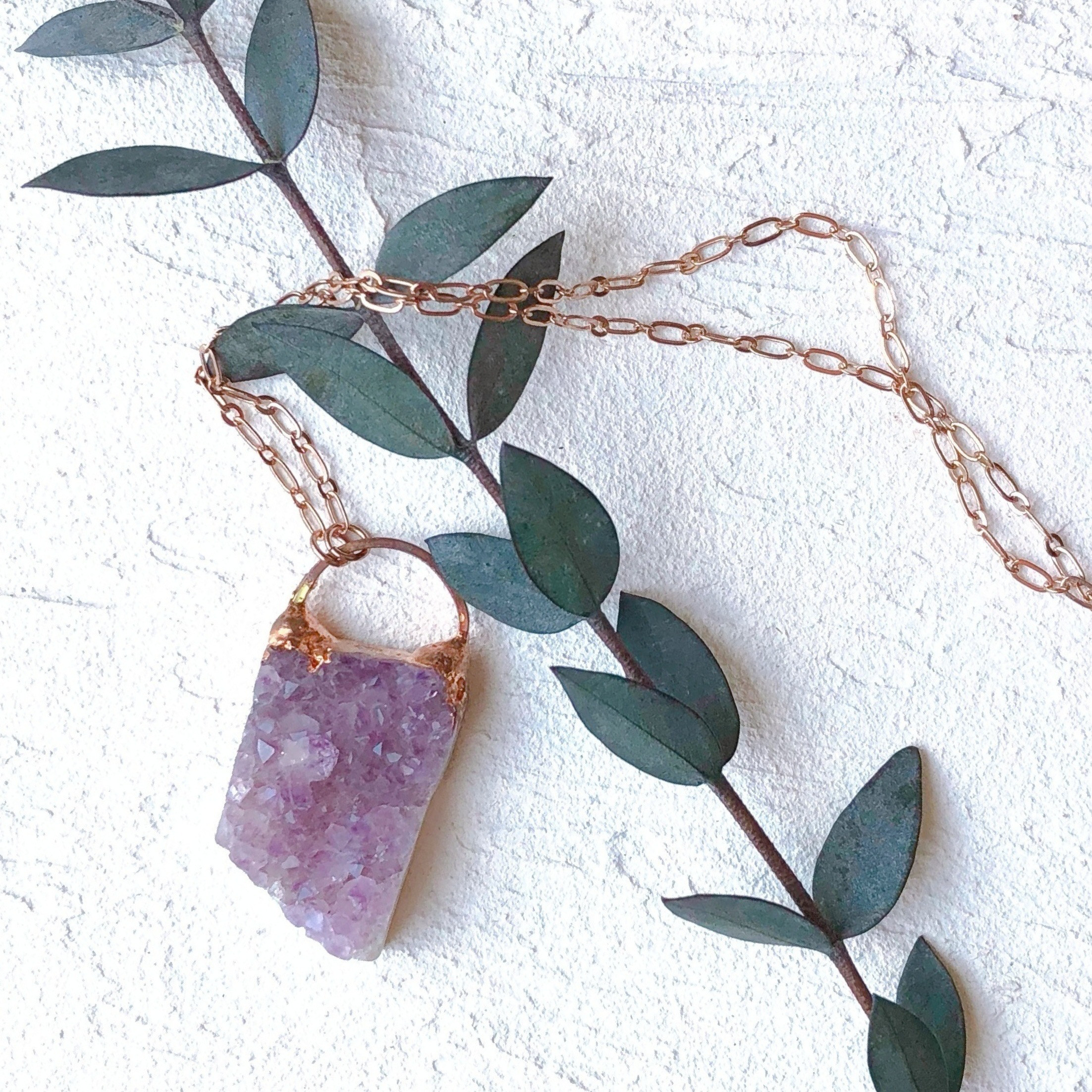 アメジストドゥルージーネックレス　エレクトロフォーミングジュエリー