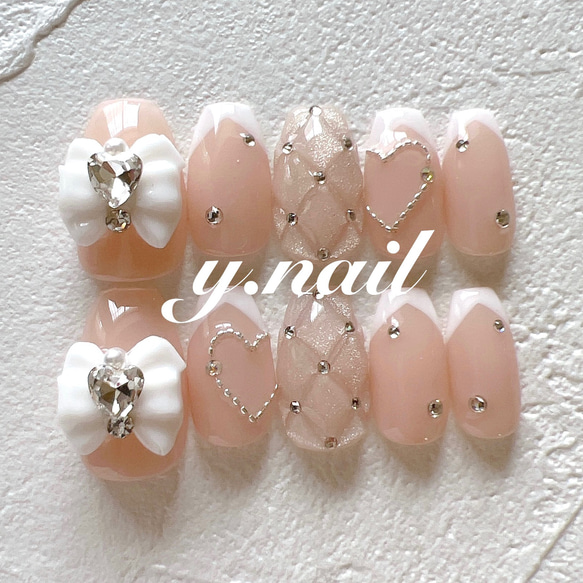 リボンネイル/キルティングネイル/ガーリーネイル/韓国ネイル/ワンホン
