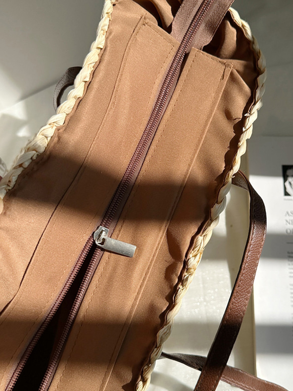 【受注制作】かごバッグ トートバッグ 手作りバッグ ビーチハンドバッグ サマー 旅行 編みバッグ 5枚目の画像