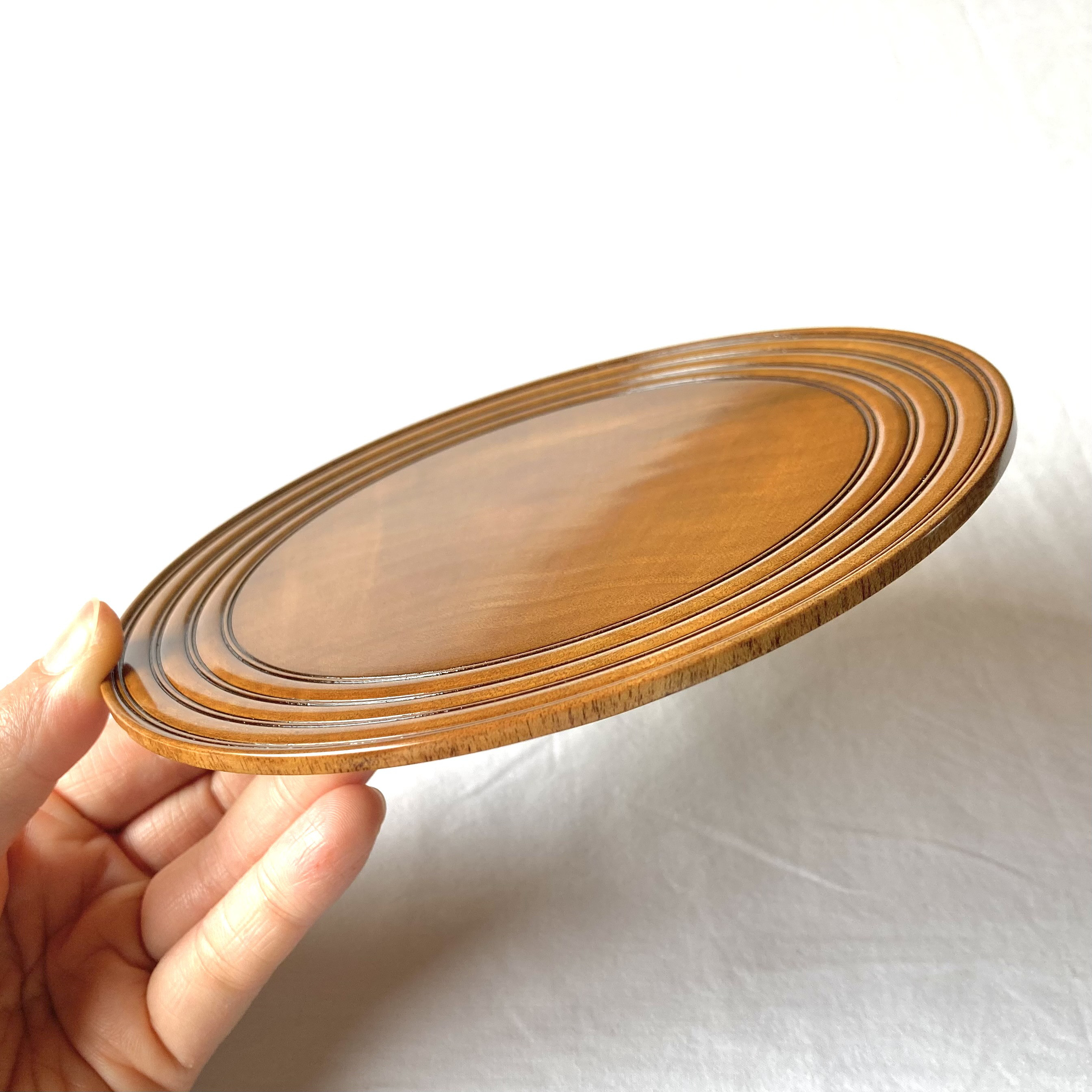 ｜カエデのお皿｜ フチ模様(盛子筋)　ケーキ皿 うつわ トレー 木の器  漆器　プレゼント　お祝い　贈り物