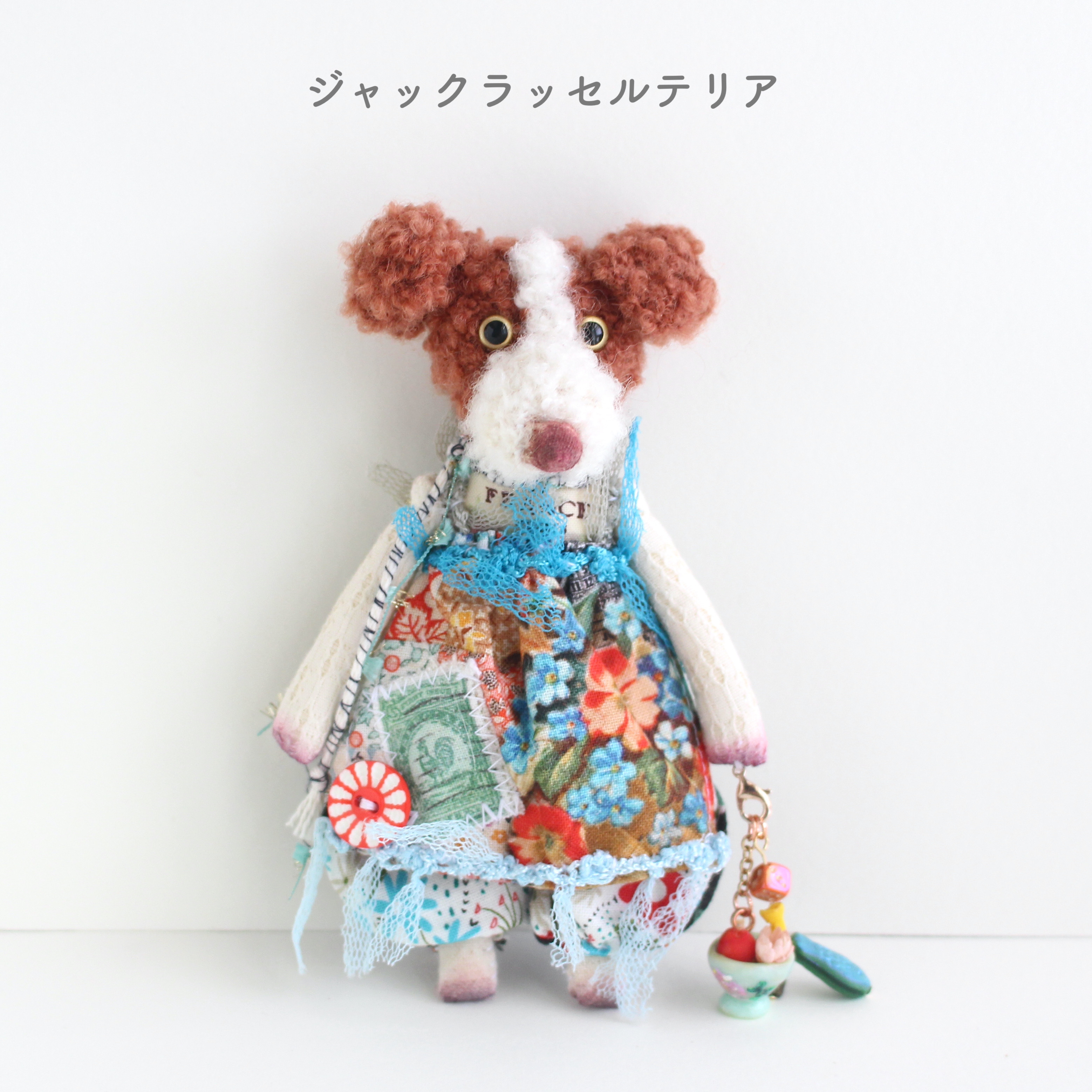 ジャックラッセルテリアのミニぬいぐるみ」 アクリル画 パネル