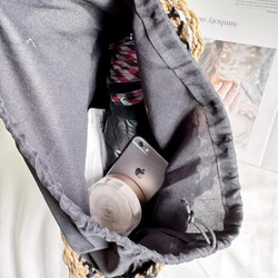 【受注制作】かごバッグ トートバッグ 巾着 レトロ 手作りバッグ ビーチハンドバッグ サマー 旅行 編みバッグ 2枚目の画像