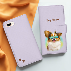 【 グラサン パピヨン 】 手帳 スマホケース　犬　うちの子　プレゼント　ペット　Android対応 3枚目の画像