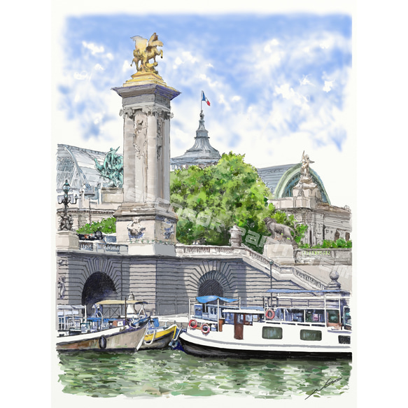 パブレーヌ、パリの風景、高級画集画、版上サイン入 新品額付 パブレーヌ、パリの風景、高級画集画、版上サイン入 新品額付 絵画