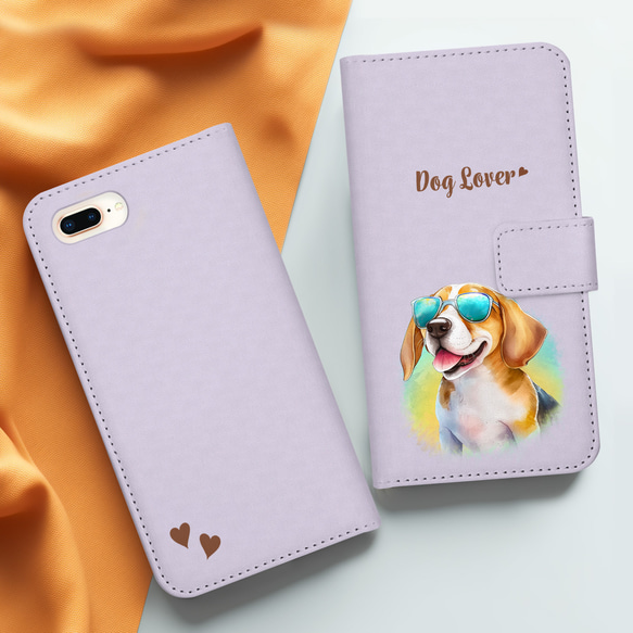【 グラサン ビーグル 】  手帳 スマホケース　犬　うちの子　プレゼント　ペット　Android対応 3枚目の画像