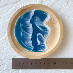 【新作】1点限定♪さざ波海レジンアートのバンブーアクセサリートレイ(ブルー) 6枚目の画像